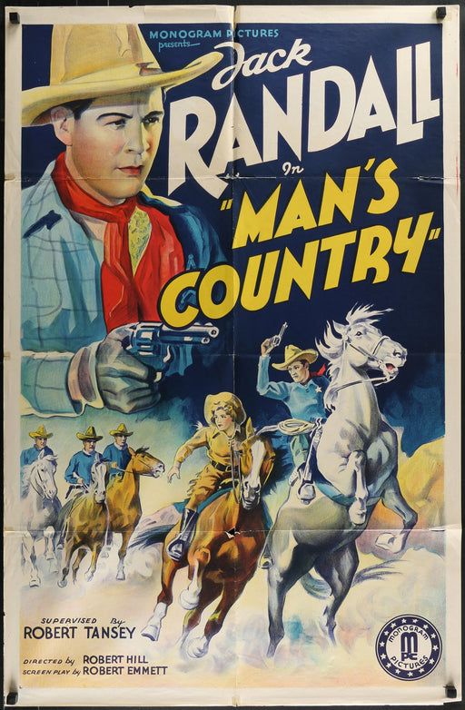 MAN’S COUNTRY (1940) JACK RANDALL Original One Sheet 27x41 Western Poster