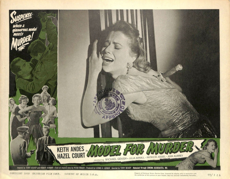 Model For Muder (1959) 8 Lobby Card Full Set 11X14
