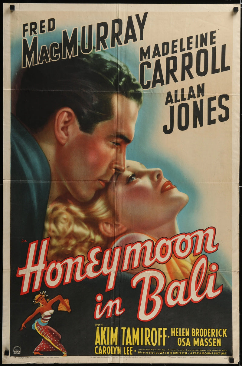 HONEYOON IN BALI (1939) Original One Sheet 27x41 Movie Poster