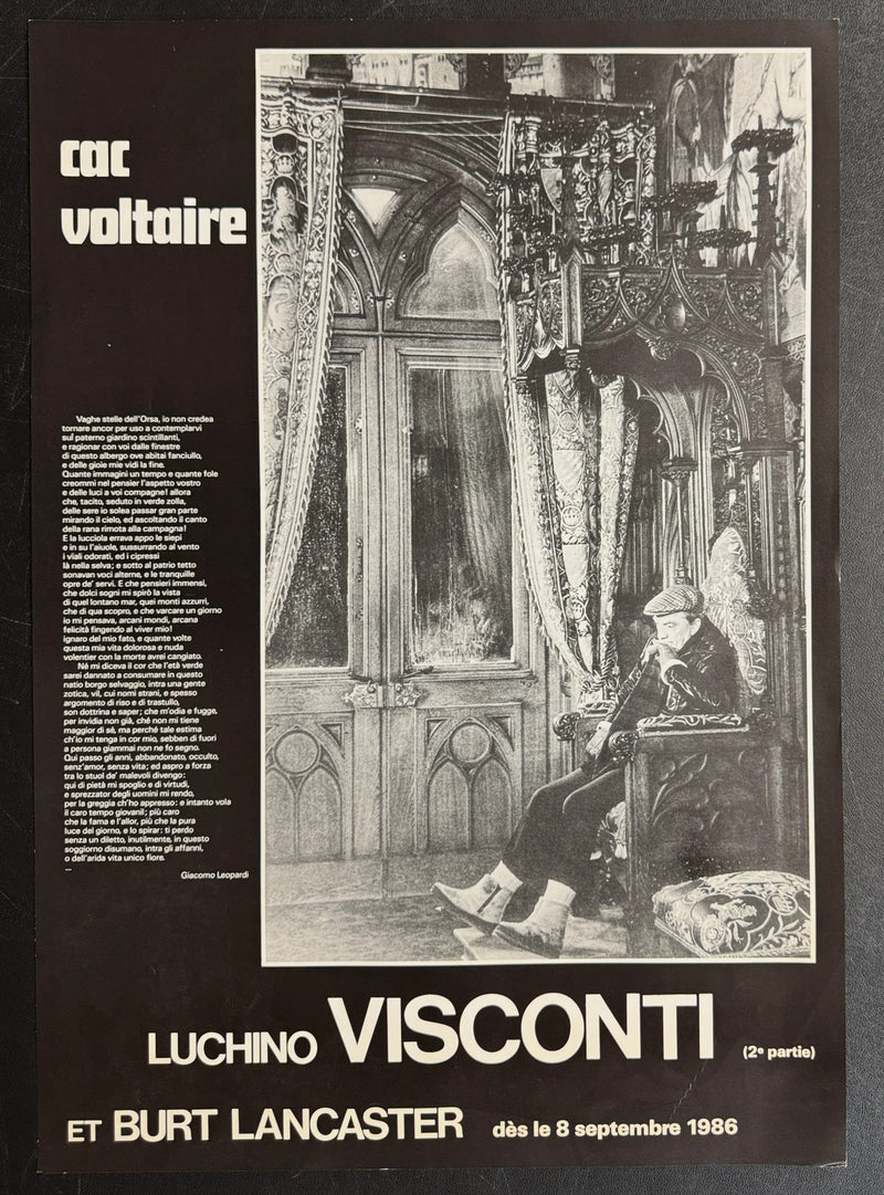 Luchino Visconti (2e Partie) CAC Voltaire Poster (1986) Rolled 15.75x22.75