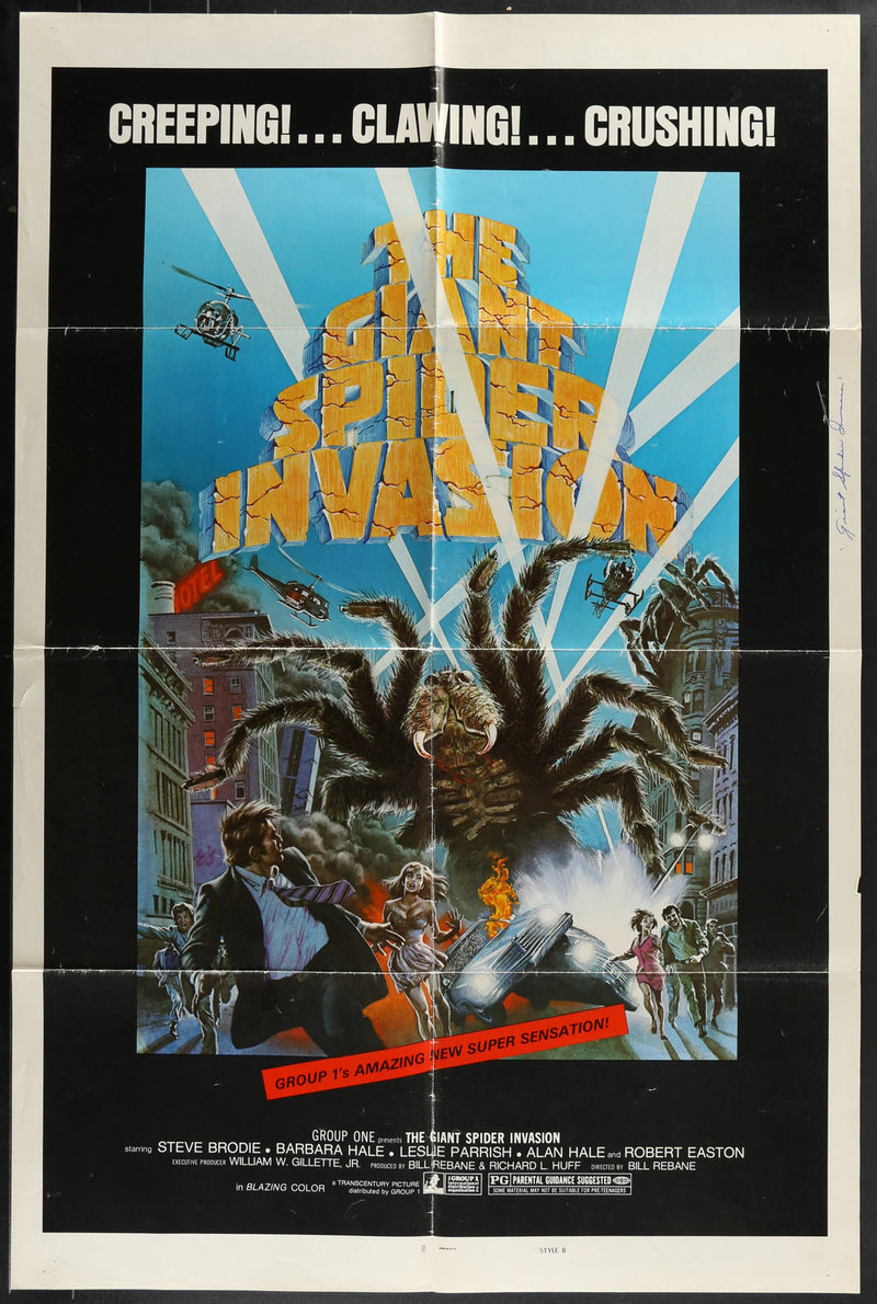 The Giant Spider Invasion (1975) Orig Horror Sci-Fi Movie Poster Folded 27x41