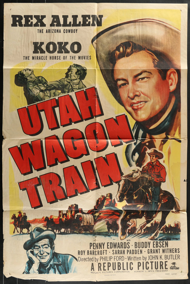 Utah Wagon Train (1951) Original Movie Poster Folded 27x41