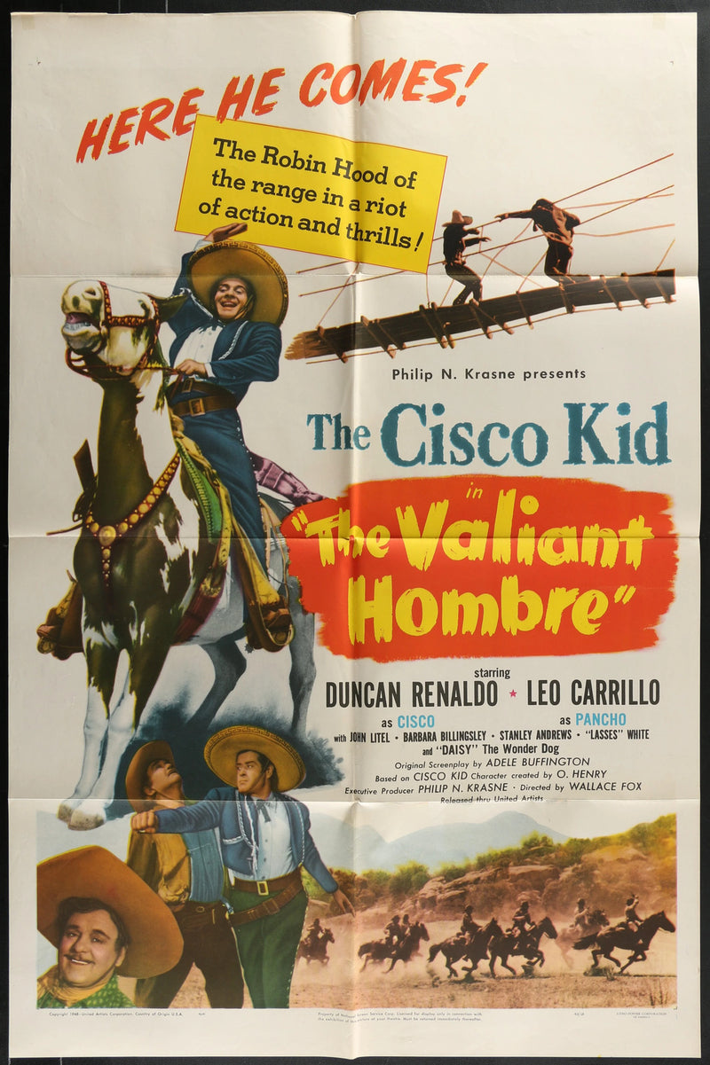The Valiant Hombre (1948) Original Movie Poster Folded 27x41