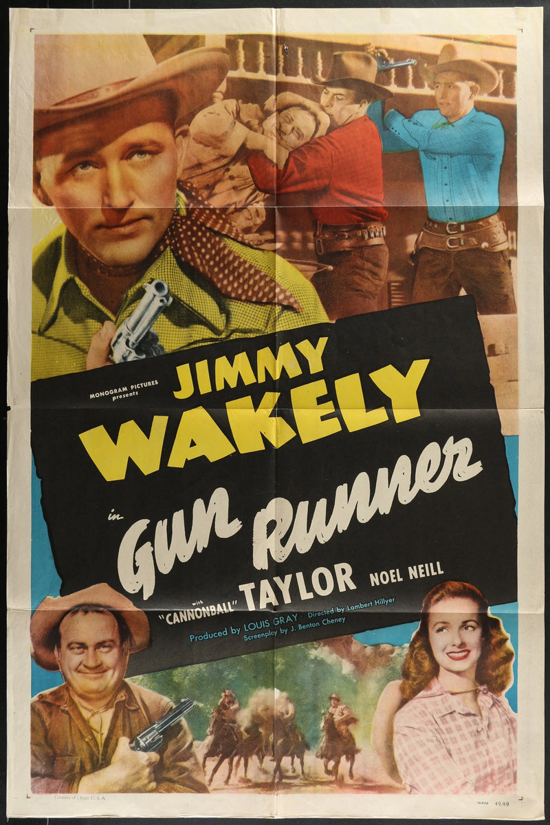 Gun Runner (1949) Original Western Movie Poster Folded 27x41