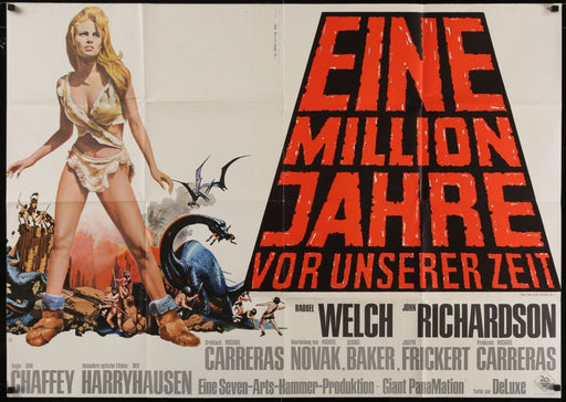 One Million Years B.C. (1966) Original Folded German Movie Poster 33x47