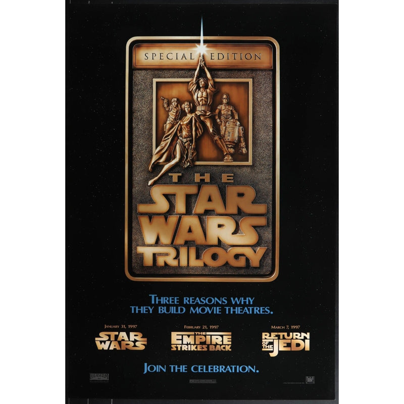 Star Wars Trilogy 1997 Theater Re-Release Advance Movie Poster Original 27x40