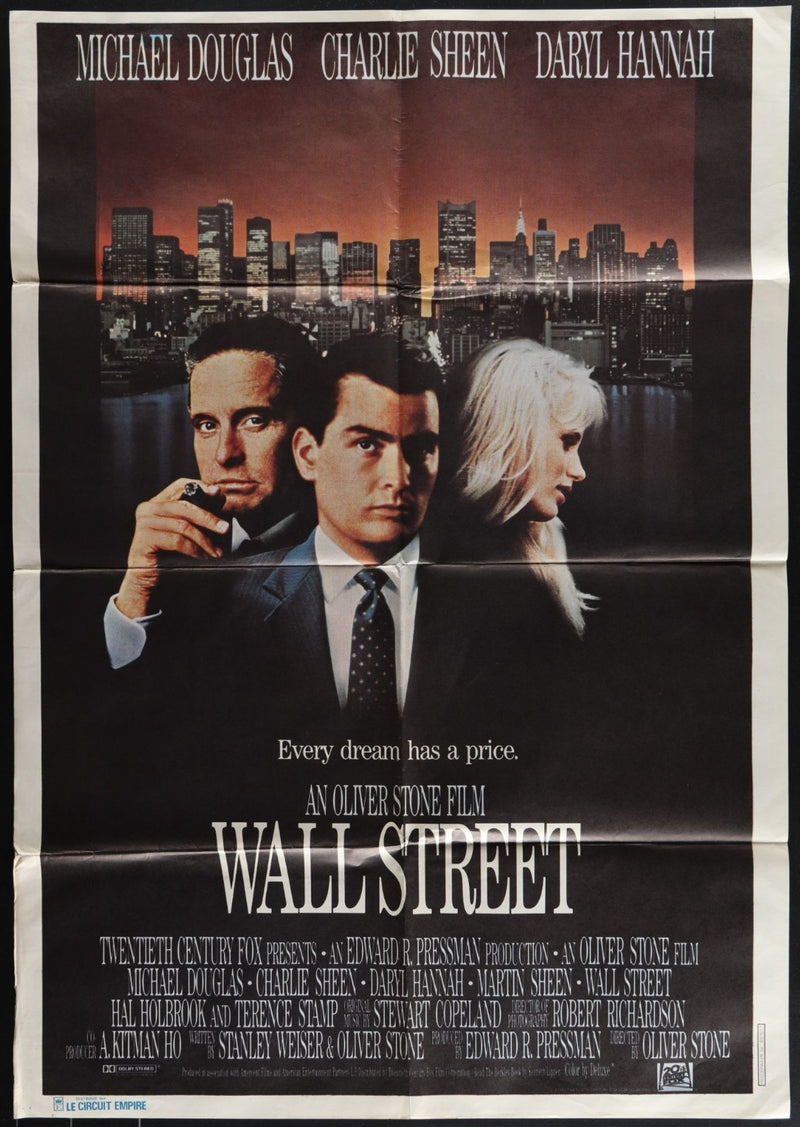 Wall Street (1987) Original Lebanese Movie Poster Folded 27x39