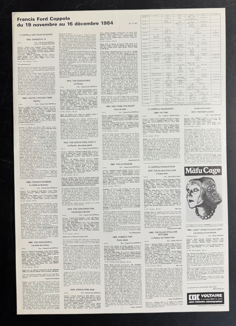 Francis Ford Coppola (1984) CAC Voltaire French Poster Folded 15.75x22.75