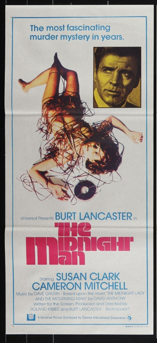 The Midnight Man (1974) Original Australian Daybill Poster Folded 13x30
