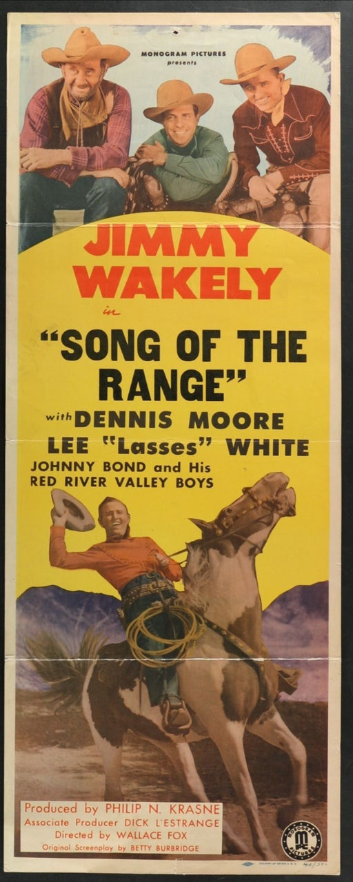 Song of the Range (1944) Original Western Insert Movie Poster Folded 14x36