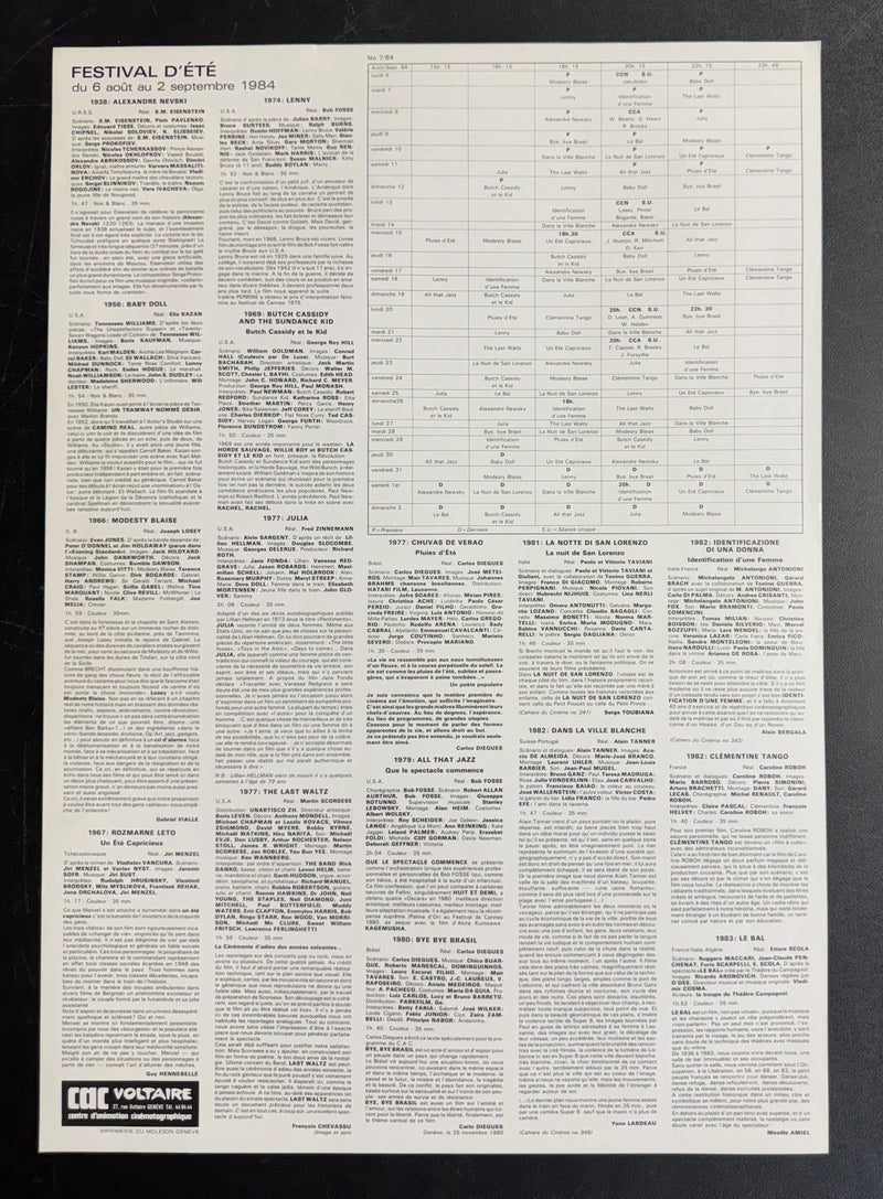 Festival d’Été (1984) CAC Voltaire Poster Rolled 15.75x22.75