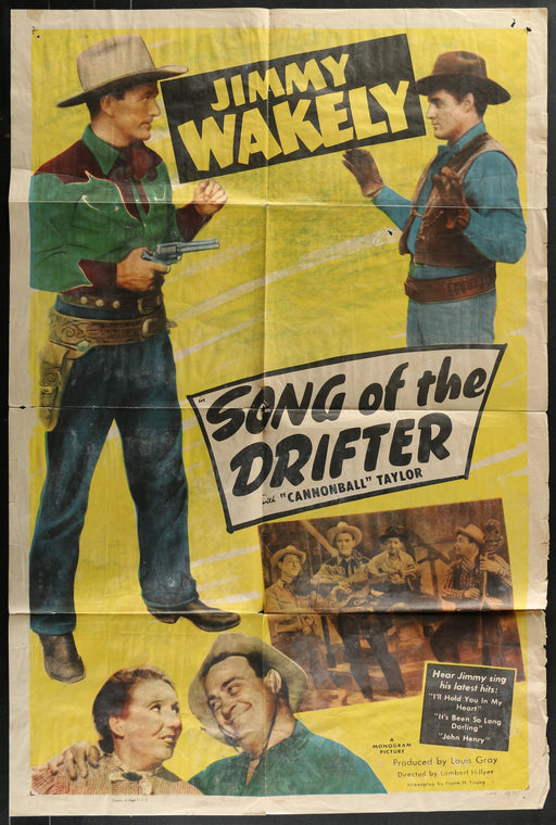 Song of the Drifter (1948) Original Western Movie Poster Folded 27x41