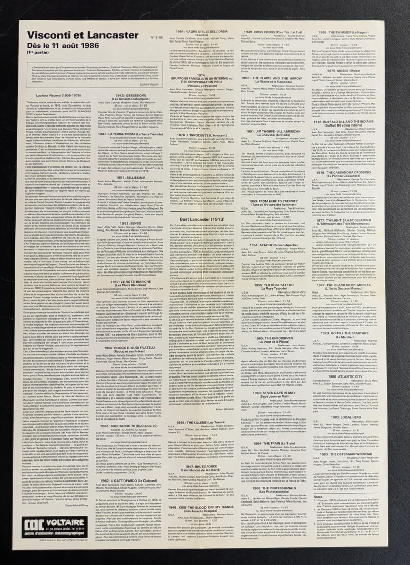 Luchino Visconti et Burt Lancaster (1986) CAC Voltaire Poster Folded 15.75x22.75