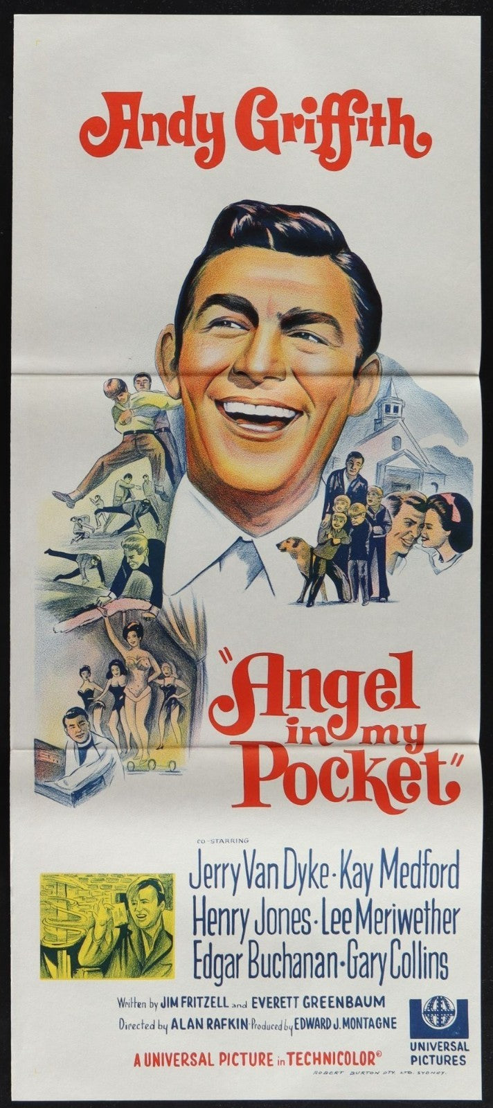 Angel in My Pocket (1969) Original Australian Daybill Movie Poster Folded 13x30