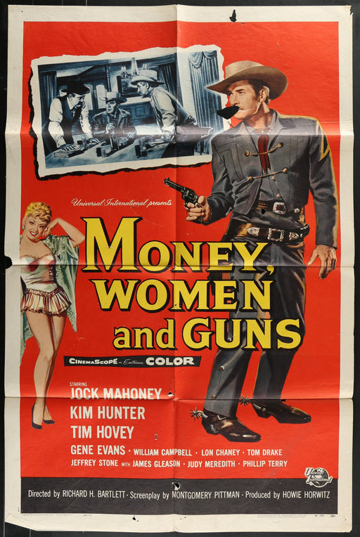 Money, Women and Guns (1958) Original Movie Poster Folded 27x41