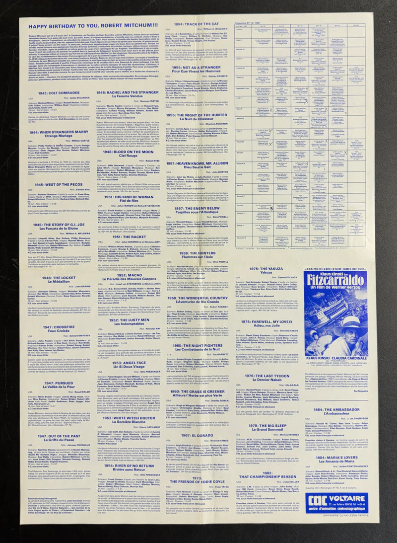Robert Mitchum (1987) CAC Voltaire Poster 15.75x22.75