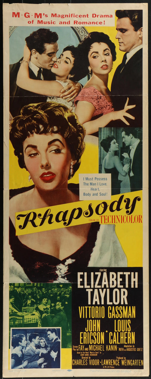 Rhapsody (1954) Original Movie Poster Insert 14x36 Elizabeth Taylor Technicolor