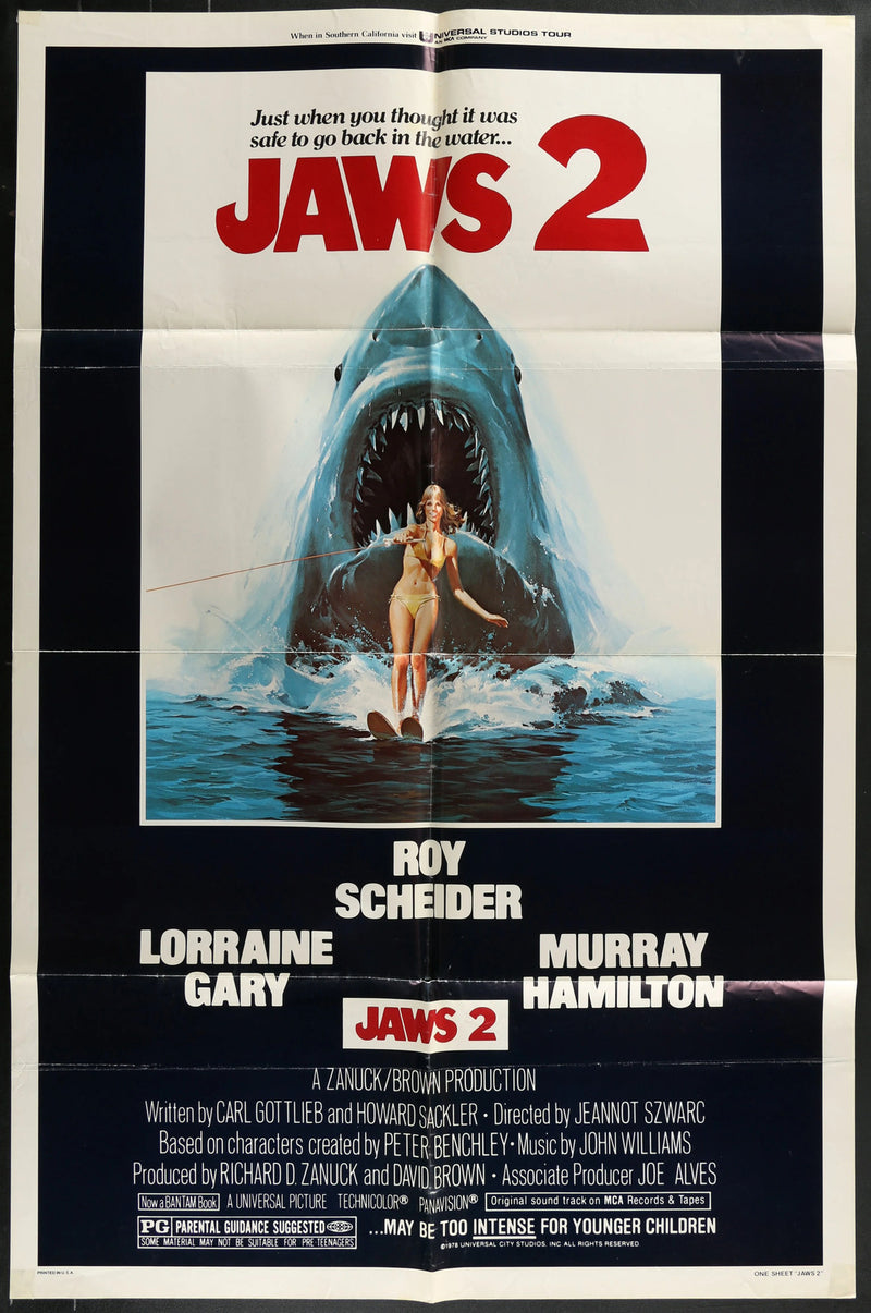 Jaws 2 (1978) Original Horror Movie Poster Folded 27x41