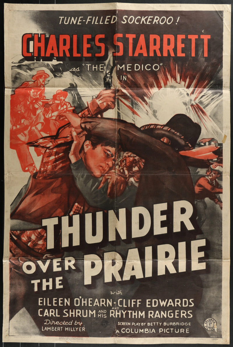 Thunder Over the Prairie (1941) Original Western Movie Poster Folded 27x41
