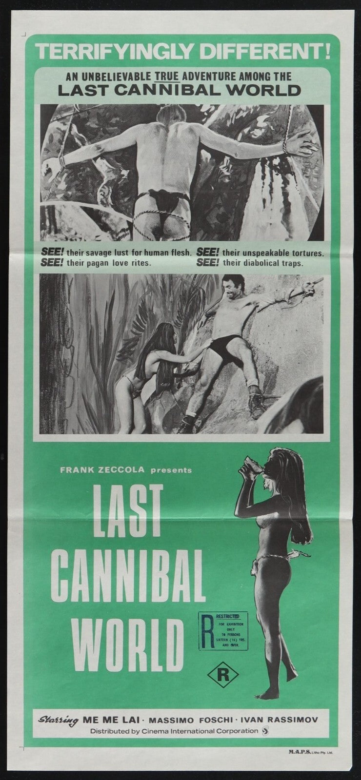 Last Cannibal World (1977) Original Australian Daybill Poster Folded 13x30
