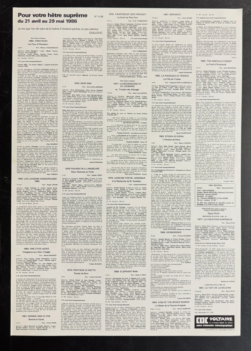 Pour Votre Hêtre Suprême (1986) CAC Voltaire Poster Rolled 15.75x22.75