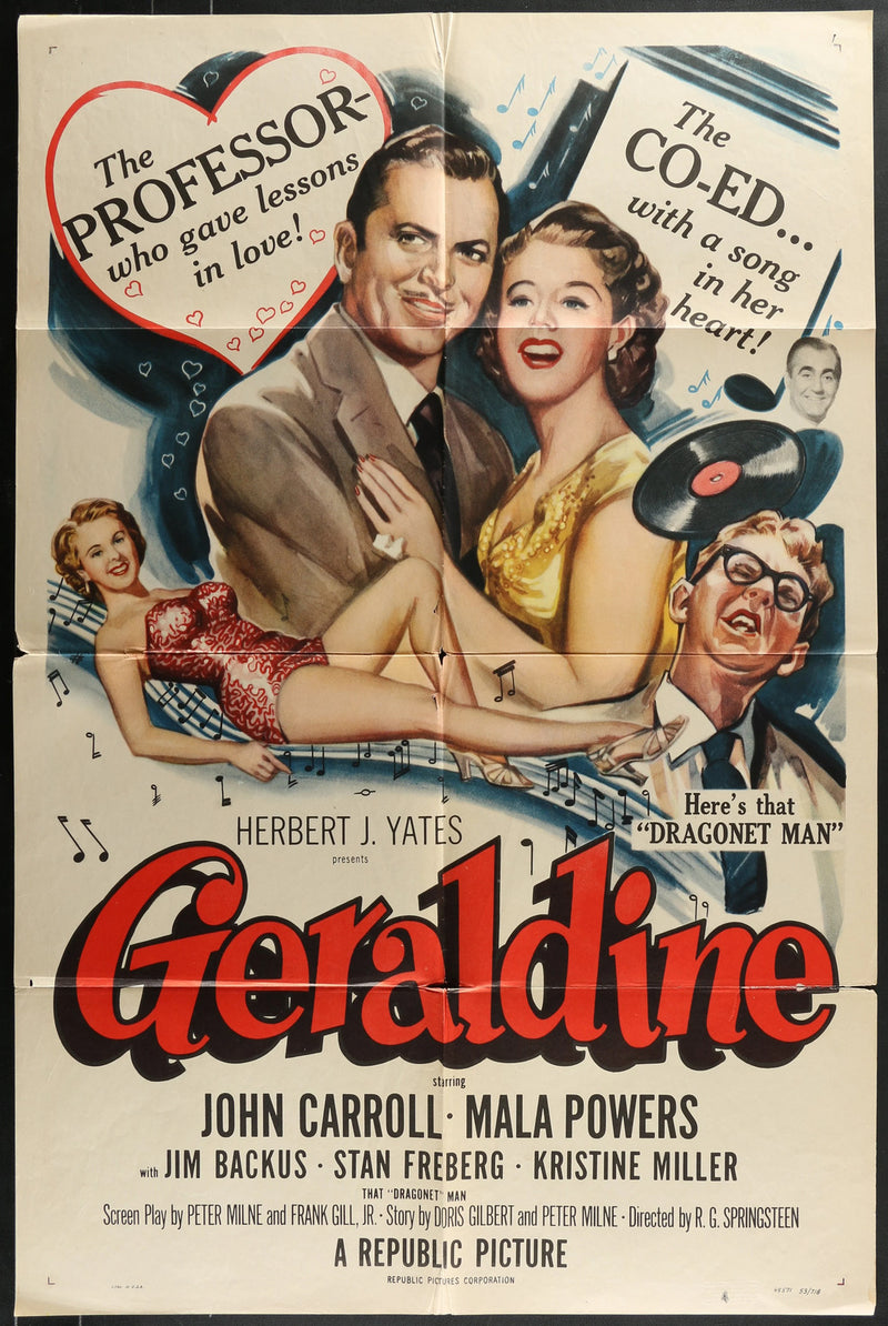 Geraldine (1953) Original Movie Poster Folded 27x41