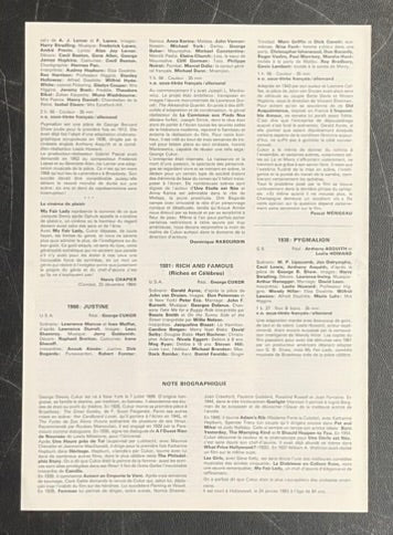 George Cukor Tribute (1989) CAC Voltaire Original Poster 8.25x11.75