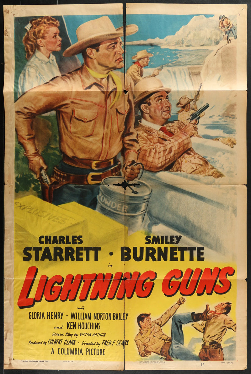 Lightning Guns (1951) Original Western Movie Poster Folded 27x41