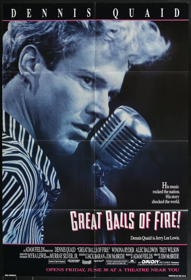 Great Balls of Fire! (1989) Original Movie Poster Folded 27x41