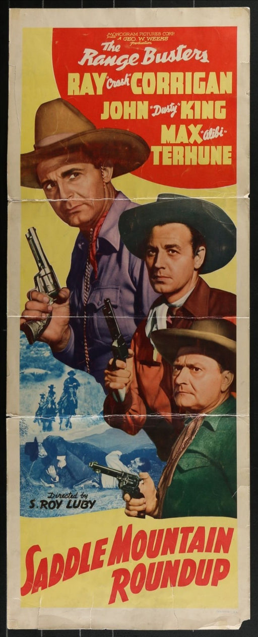 Saddle Mountain Roundup (1941) Original Western Insert Movie Poster Folded 14x36