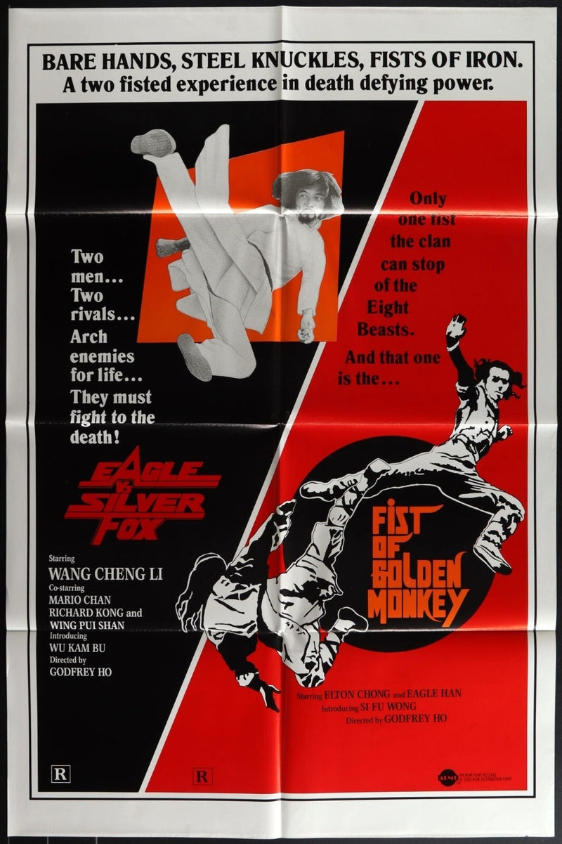 Eagle vs Silver Fox/Fist of Golden Monkey (1980) Original Movie Poster 27x41