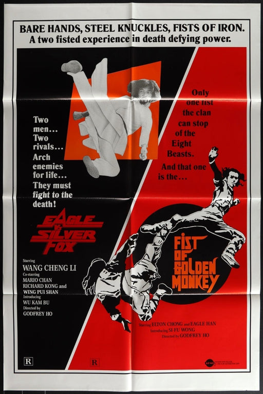 Eagle vs Silver Fox/Fist of Golden Monkey (1980) Original Movie Poster 27x41