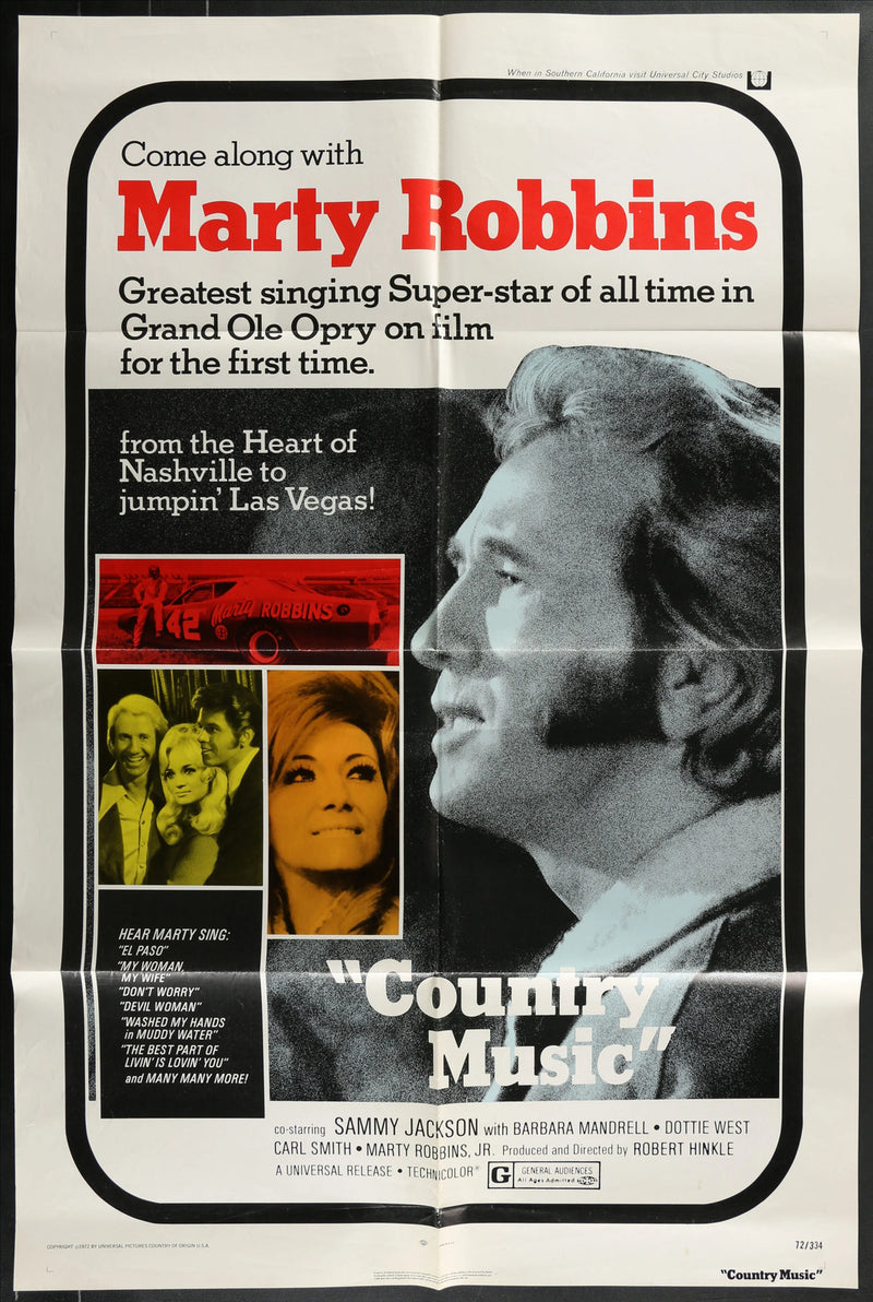 Country Music (1972) Original Movie Poster Folded 27x41