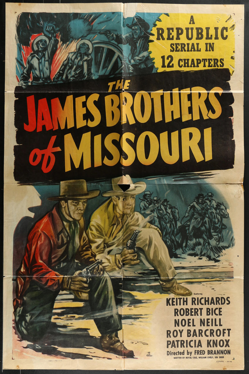 The James Brothers of Missouri 1949 Original Western Serial Poster Folded 27x41