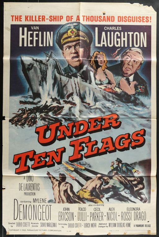 Under Ten Flags (1960) Original Movie Poster Folded 27x41