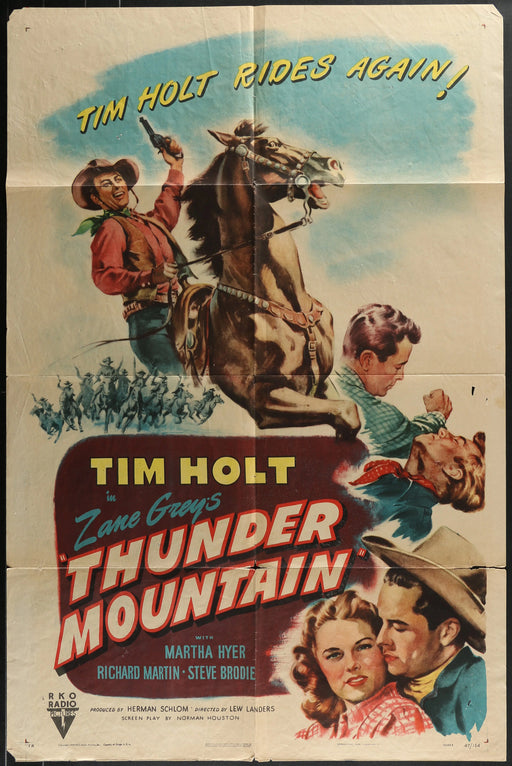 Thunder Mountain (1947) Original Western Movie Poster Folded 27x41