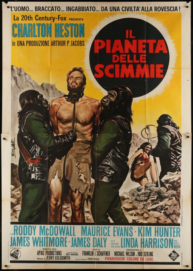Planet of the Apes (1968) Original Italian 2-Panel Movie Poster 55x78
