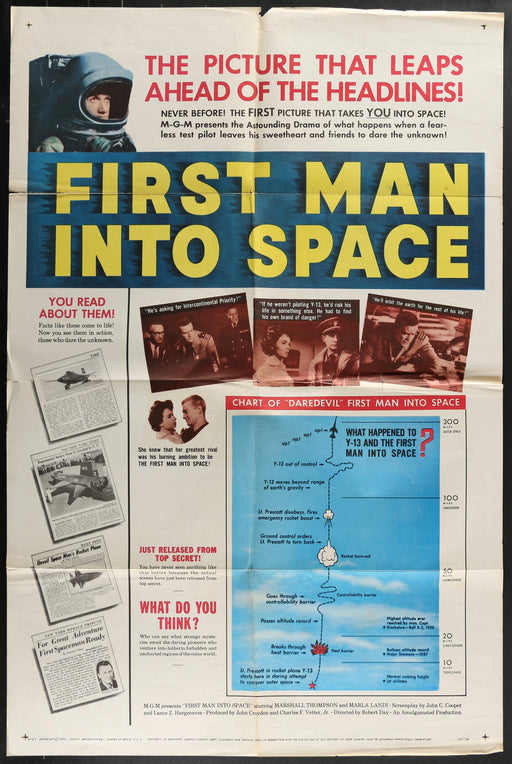 First Man Into Space (1959) Original Movie Poster Folded 27x41