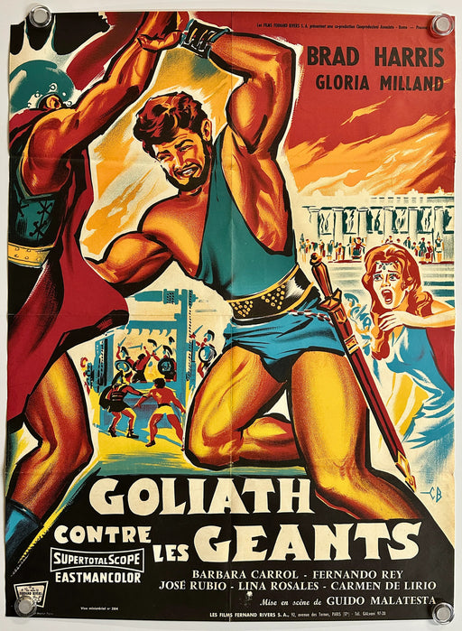 Goliath Contre les Géants (1961) Original French Movie Poster Folded 23x32