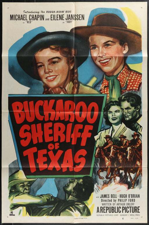 Buckaroo Sheriff of Texas (1951) Original Western Movie Poster Folded 27x41