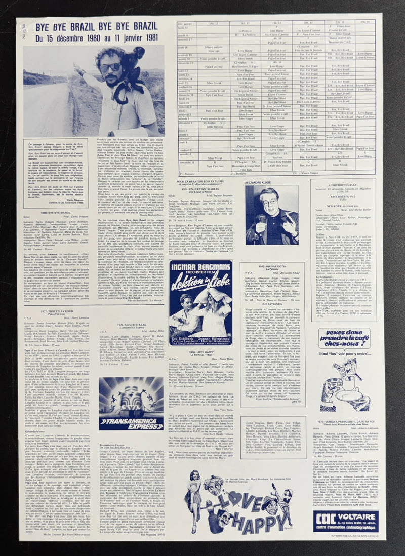 Bye Bye Brazil (1980) CAC Voltaire French Poster Rolled 15.75x22.75