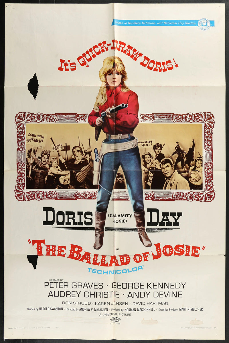 The Ballad of Josie (1967) Original Western Movie Poster Folded 27x41