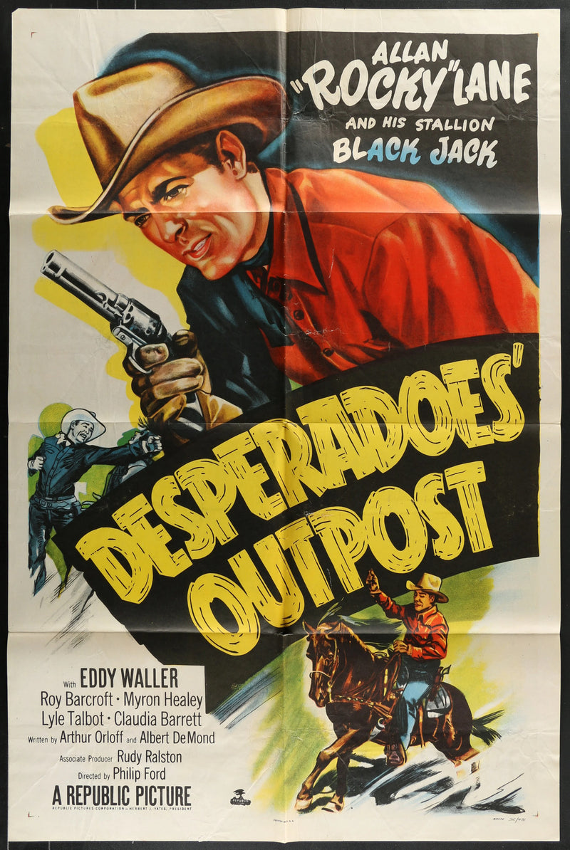 Desperadoes Outpost (1952) Original Western Movie Poster Folded 27x41