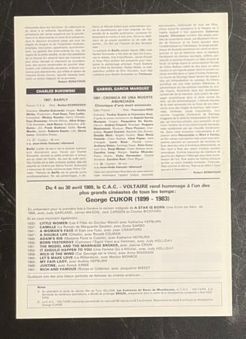 CAC Voltaire – Littérature et Cinéma (1989) Original Poster 8.25x11.75