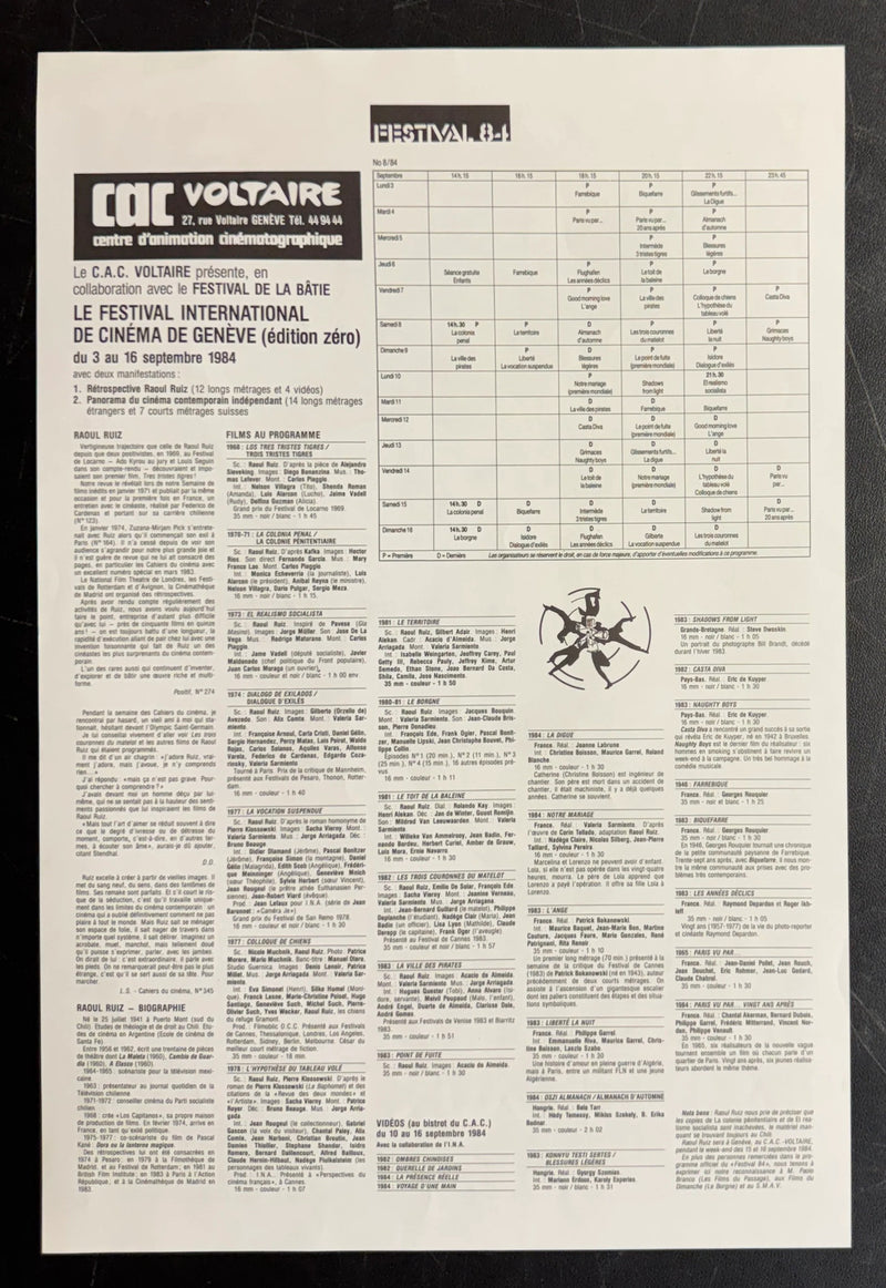 Festival 8-4 – La Bâtie aux Bastions (1984) Original Poster Rolled 13x19.25