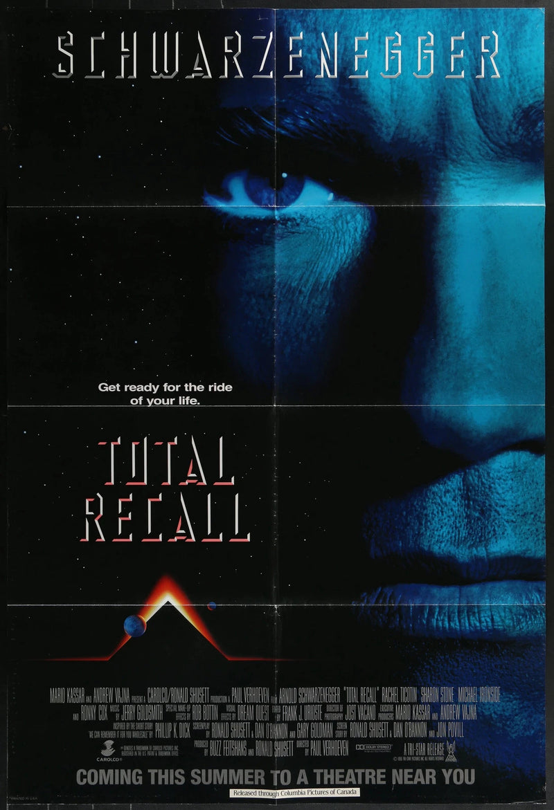 Total Recall (1990) Original One Sheet Sci-Fi Movie Poster 27x40 Schwarzenegger