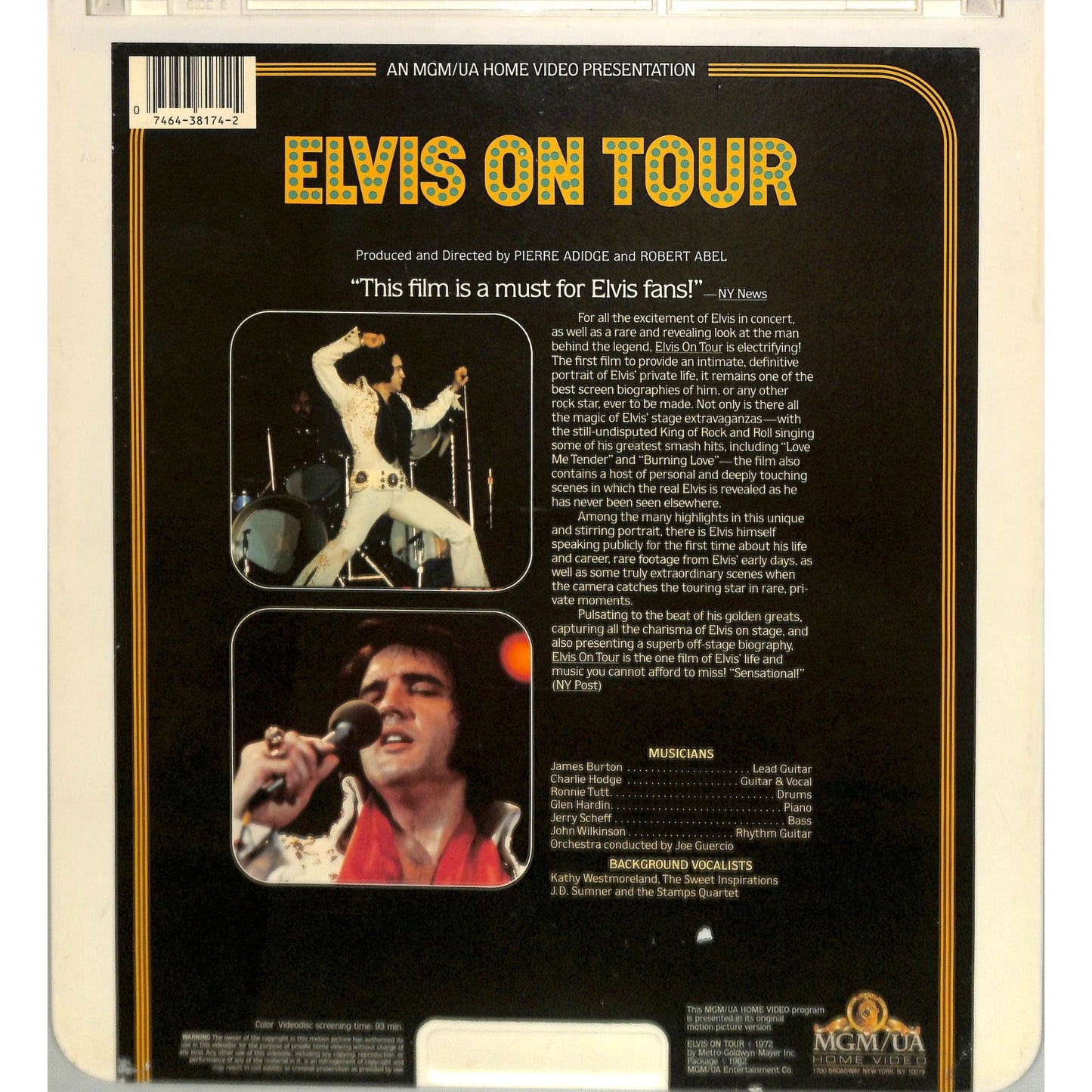 Elvis on Tour (1972) Vintage CED Videodisc