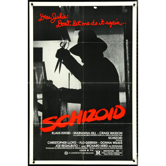 Schizoid (1980) Original Movie Poster 27x41 Folded Slasher Thriller Horror EMP26