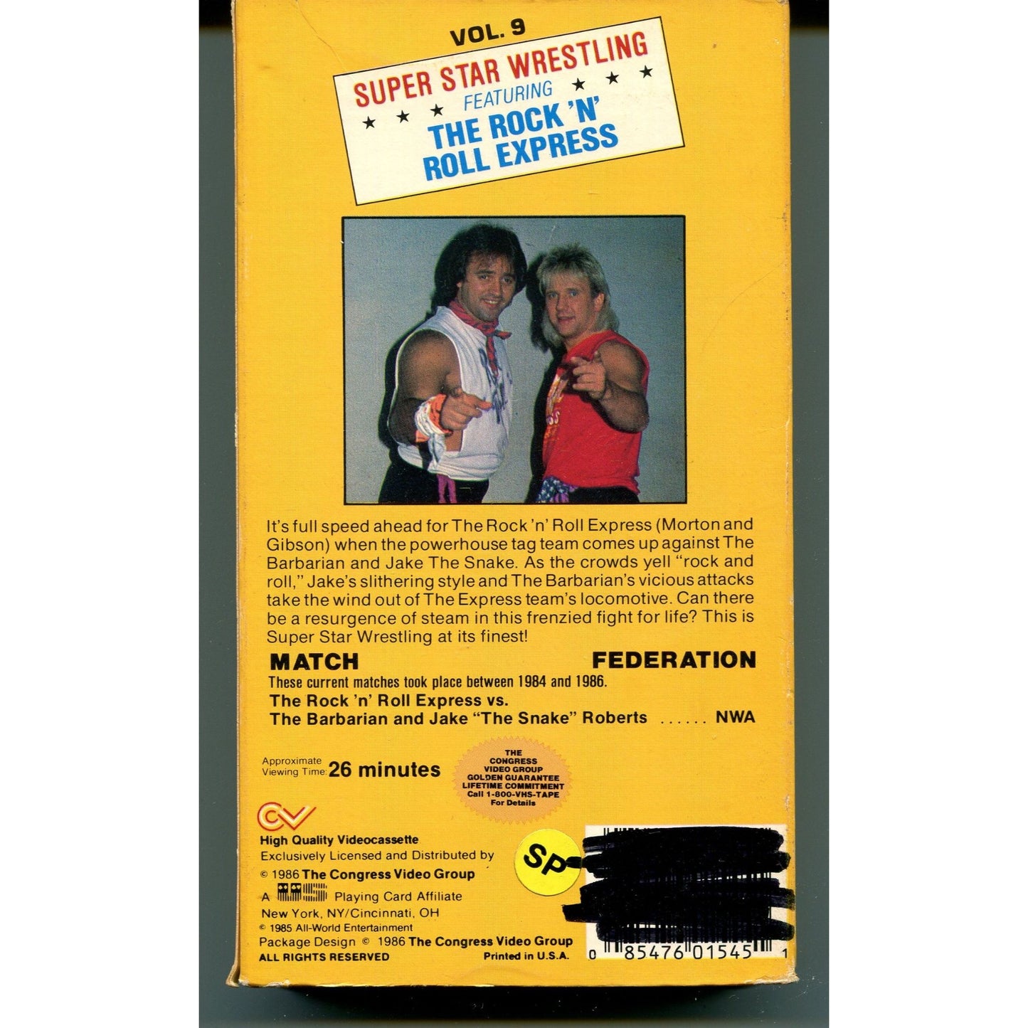 Super Star Wrestling: The Rock 'n' Roll Express Vol. 9 (1986) Wrestling VHS Tape