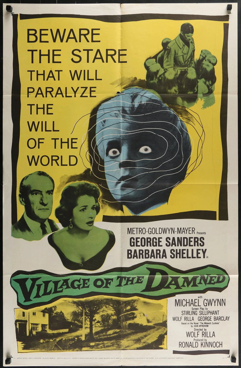 Village of the Damned Original 1960 1 Sheet Poster George Sanders Sci-Fi Horror